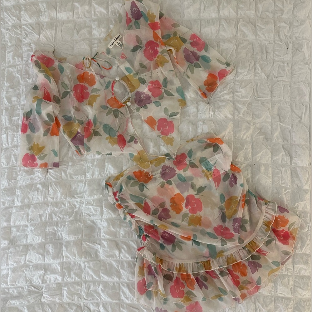 NWT For Love & Lemons Swim Coverup Two Piece Set